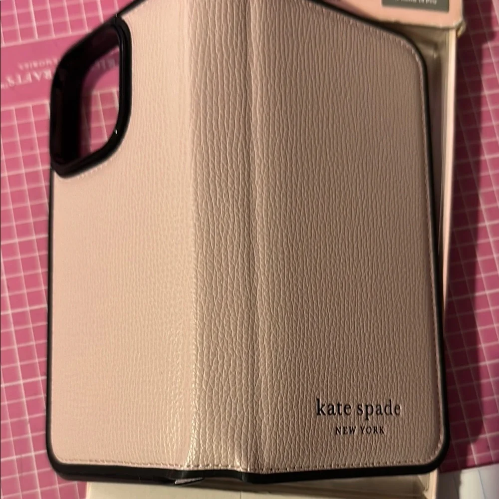 kate spade Cream and Pink Tablet Case with Book-Style Design